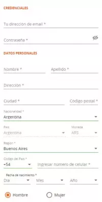 Betsson Review - Formulario de registro