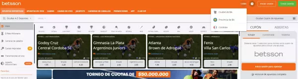 Betsson Bono Ciudades Disponibles